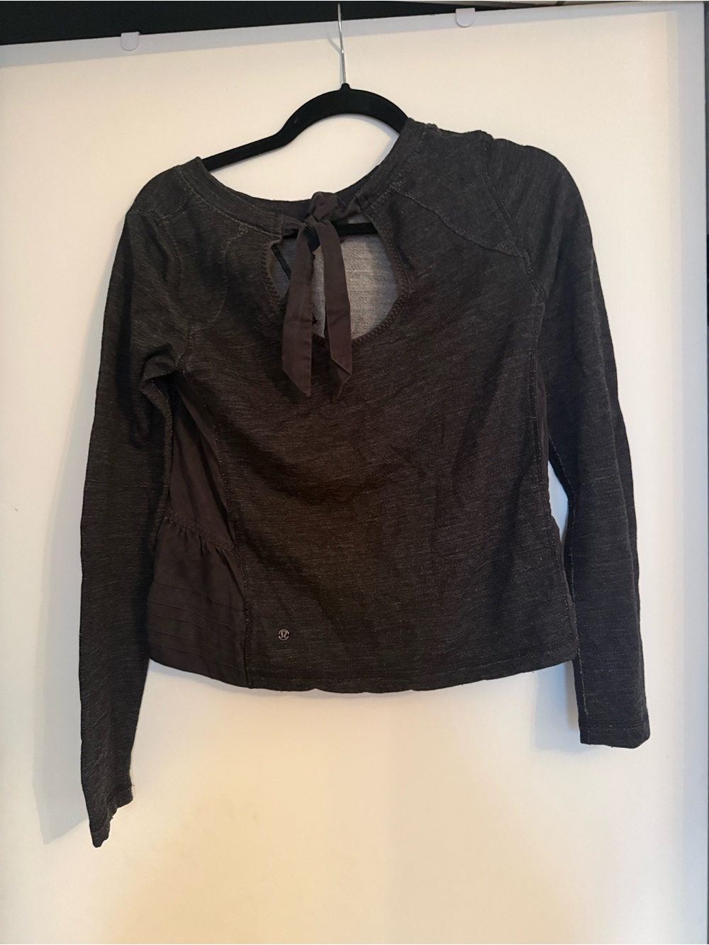 lululemon athletica Dark Charcoal Long-Sleeve Scoop Back Top with Tie
